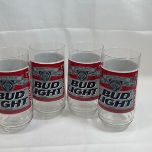Vintage Bud Light Logo Beer Drinking Glass Tumbler Set of 4 16oz